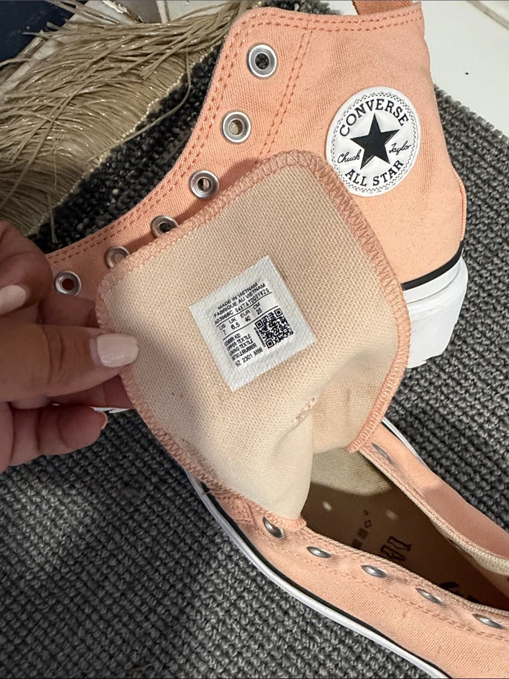 Converse Peach Canvas High-Top Sneakers